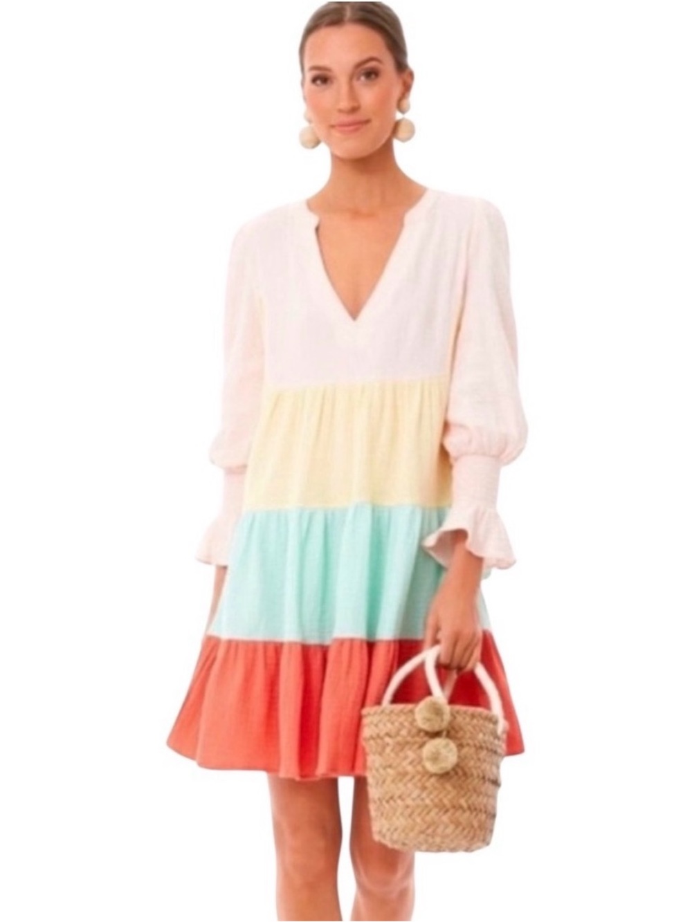 Pomander place Kenzo color block gauzy cotton dress Beachy boho cottagecore